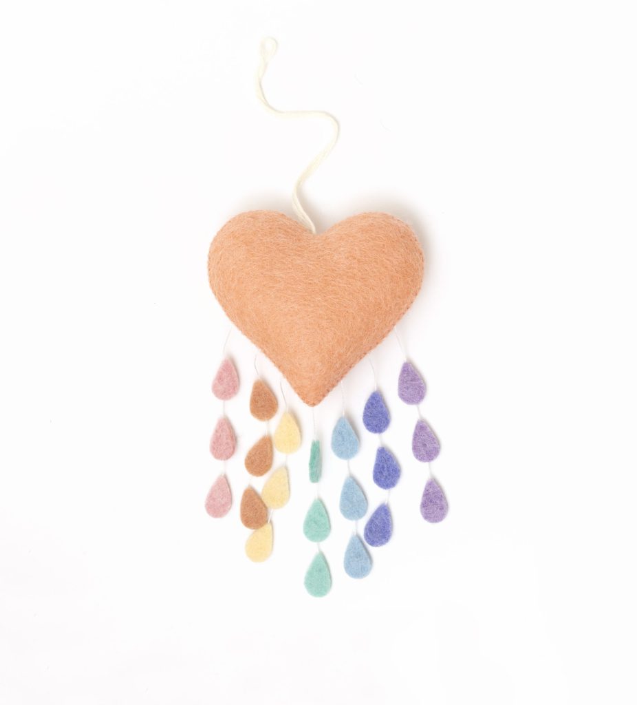 Pastel Rainbow Drop Heart Ornament